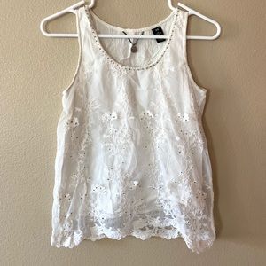 White BKE Lace Tank Top